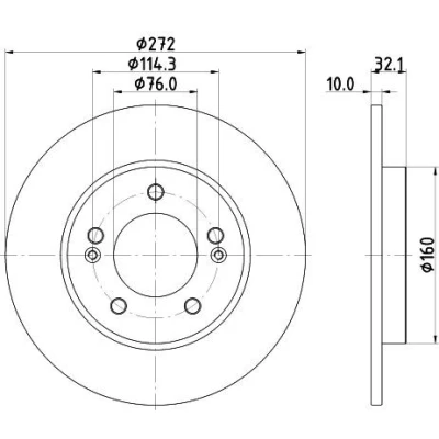 Imagen de HELLA 8DD 355 126 501 Disco de freno 272 10 05/07 114,3 macizo revestido sin cojinete rueda, perno sujeción buje rueda