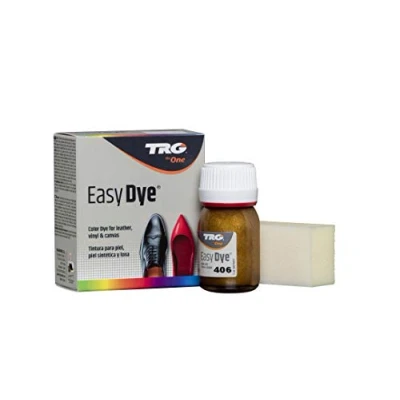 Imagen de TRG The One Tinte para Calzado y Complementos de Piel Tintura zapatos Piel, Lona Sintética con Esponja aplicadora Easy dye #407 Oro brillante, 25ml