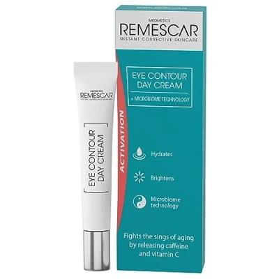 Imagen de Remescar Contorno de ojos Crema día 15ml para el con Vitamina C y Cafeína, ayuda a Reducir los Signos del Envejecimiento Suaviza da Brillo la Zona