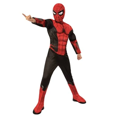 Imagen de Rubies Disfraz oficial de Marvel Spider Man No Way Home para niños, color negro y rojo, vestido superhéroe Size L / 7 8 Years