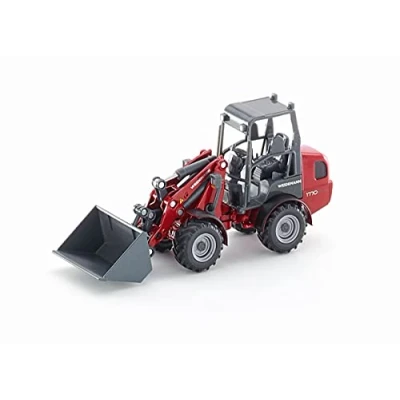 Imagen de siku 3059, Cargadora Weidemann Hoftrac, 1:32, Metal/Plástico, Rojo, Brazo de carga y pala móviles