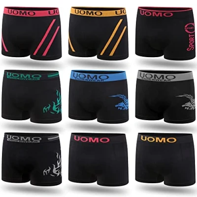 Imagen de L&amp;K Pack de 10 Calzoncillos Tipo bóxer para Hombre Retro Microfibra Color Negro con Estampados Mixtos 1202 BL L/XL