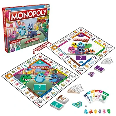 Imagen de Monopoly Junior, Juego de 2 páginas, Juegos en Uno, para Jóvenes, Junior