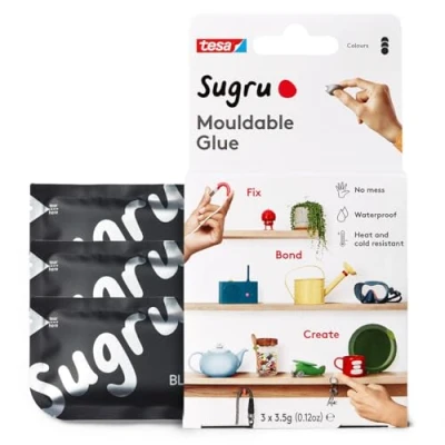 Imagen de Sugru by tesa Pegamento Moldeable Multiusos Masilla Adhesiva Versátil Para Decorar, Pegar, Reparar y Hacer Creaciones de Bricolaje Paquete 3 x 3.5 g Negro