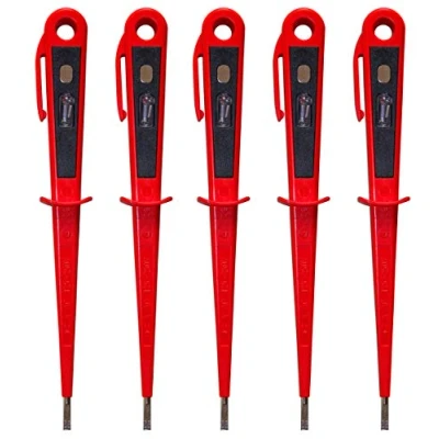 Imagen de H+H Werkzeug 45800 Comprobador de tensión y fase (5 x 45800, hasta 250 V, GS, fabricado en Alemania, 190 mm), color rojo negro