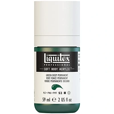 Imagen de Liquitex 1959350 Professional Soft Body Pintura acrílica (consistencia cremosa, alta pigmentación, resistente a la luz y al envejecimiento, bote de 59 ml), color verde oscuro permanente
