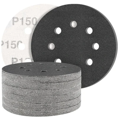 Imagen de STEBRUAM Discos de lija 125mm,50 Piezas Hook and Loop Papel Abrasivos carburo silicio 150 Granos para Lijadora Orbital Excéntrica