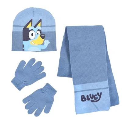 Imagen de Bluey Gorro Bufanda y Guantes para Niño, Conjunto de Invierno Niñas, Gorra Guantes, Accesorios Infantil, Regalo Niños Azul
