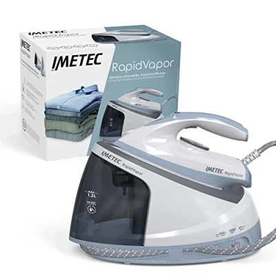 Imagen de Imetec Rapidvapor Centro de planchado, suela cerámica, calentamiento rápido, liviana, sistema limpieza Calc Clean, golpe vapor 240 g, 2400 W, bomba 5 bares