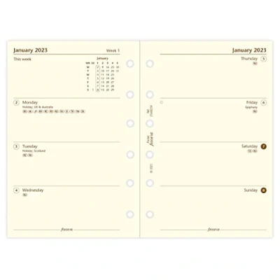 Imagen de Filofax Pocket Week on Two Pages English 2023 Agenda de algodón, color crema