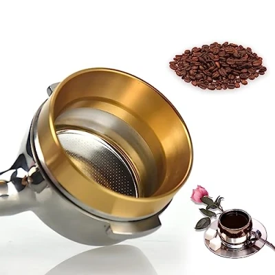 Imagen de Embudo Dosificación Café Exprés Anillo Universal Aluminio Polvo Para Accesorio Repuesto Cafetera 58Mm(Oro)