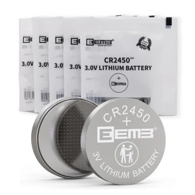 Imagen de EEMB 5X Pilas de Botón CR2450, Batería Litio 3V CR 2450 Lithium Battery DL2450、ECR2450、BR2450 para Relojes, LáMparas Té, Velas, Sistemas Alarma, Calculadoras, Juguetes