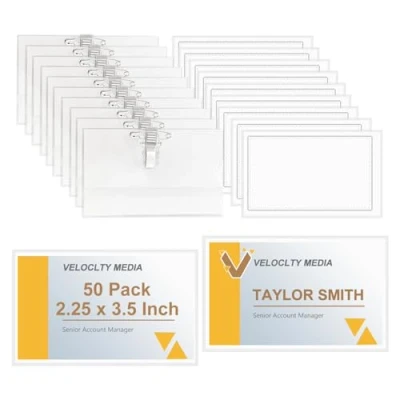 Imagen de Fundas de Tarjetas Identificación, 50 pcs Plástico Horizontales Nombre Etiqueta Badge Id Tarjeta 90 x 56mm