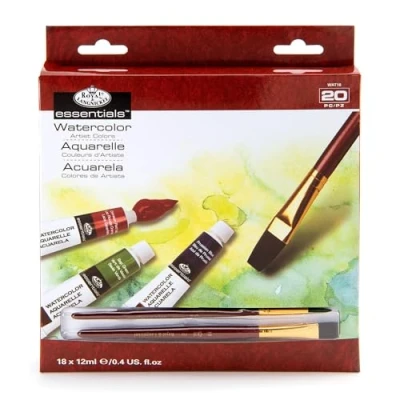 Imagen de Royal &amp; Langnickel WAT18 Pack de 18 tubos pintura para acuarela (12 ml, 2 pinceles), multicolor