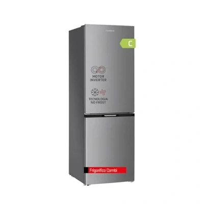 Imagen de Corberó Frigorífico Combi No Frost CCH18584NFX Capacidad 327L Luz LED Crisper Balcones Ajustables Estantes de Cristal Hueveras Cubiteras 39 Db Eficiencia Energética C, Plateado