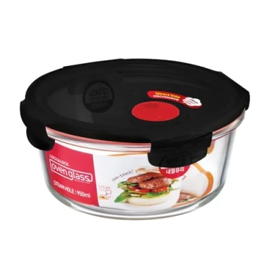 Imagen de LOCK &amp; Tarro de cristal apto para microondas Oven Glass Fuente redonda con tapa horno, y congelador, varios tamaños (950 ml)