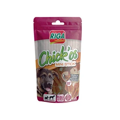 Imagen de Riga Chick&#039;Os Filete + Mini Stick Dulce para Perros Rico en de Pollo y proteínas, Palillos mascar Mantener la dentición Paquete 8 65 g