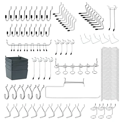 Imagen de Faankiton113PCS Accesorios de ganchos para tablero clavijas, Contenedores perforado, Organizador garaje