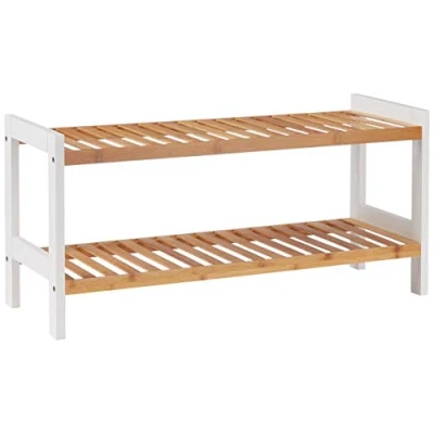 Imagen de HAKU Möbel Banco para zapatos natural, blanco, Bambú, MDF Dim.: AN 70 cm x AL 34 P 26 cm, Estilo: Escandinavo