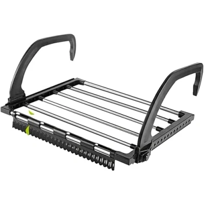 Imagen de REFORUNG Tendedero Balcón Barandilla Negro de Radiador Plegable Acero Inoxidable Colgadores Ropa para Balcones Colgar Calcetines en Baño 40 * 32 cm