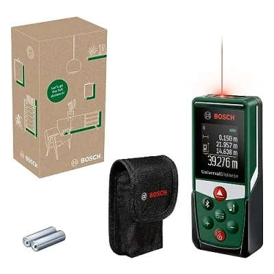 Imagen de Medidor láser UniversalDistance 40C de Bosch (Mide con precisión distancias hasta 40 m, conectividad Bluetooth, Diferentes Funciones medición, en Caja para e Commerce)