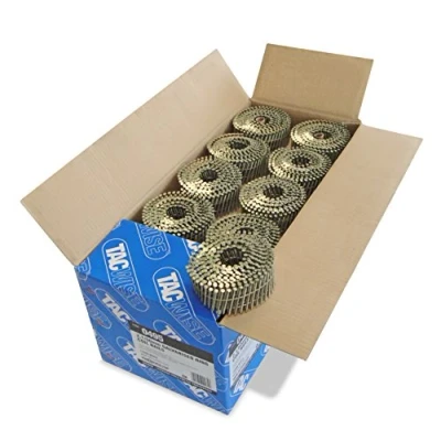 Imagen de Tacwise 0495 Clavos en Bobina Plana Galvanizados Tipo 2,1 x 50 mm, Punta Diamante, Vástago Anillado, Inclinados 16, Bobinados con Alambre, Paquete de 14.400