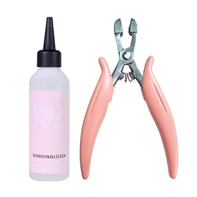 Imagen de hair2heart Kit para remover extensiones de cabello con pinzas y disolvente un fácil retiro queratina cinta Fórmula a base alcohol
