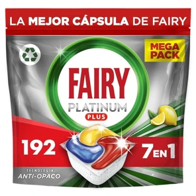 Imagen de Fairy Platinum Plus Cápsulas De Lavavajillas Todo En Uno Limón, 192
