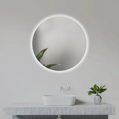 Imagen de Home Glow Venti 50cm Espejo de baño Redondo con Luces LED, LED Interruptor táctil, Circular retroiluminada en Blanco Natural.