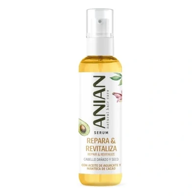 Imagen de ANIAN Sérum Repara y Revitaliza, 100 ml, para Pelo Seco Dañado, Hidrata Suaviza el Cabello, Sella las Puntas Aceite de Aguacate, Manteca Cacao Queratina Vegetal