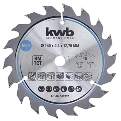 Imagen de kwb 582357 Hoja de sierra circular para madera y dura, Cleancut mediana, 140 x 12.75 mm