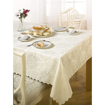 Imagen de Emma Barclay Damask Rose Mantel Jacquard en Color Crema (52 x 52 cm, 132 cm)