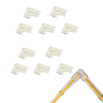 Imagen de Boarda conectores de tira LED COB en forma L, 10 unidades 2 pines mm luz sin espacios para tiras luces (10 mm, conector