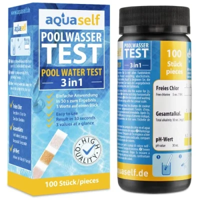 Imagen de Prueba de Agua Piscina 3en1 Probador para Piscinas Test Cloro, pH y alcalinidad. 100 Tiras combinadas