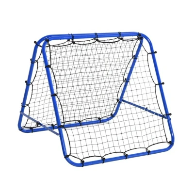 Imagen de HOMCOM Red de Rebote Plegable para Entrenamiento Rebotador Deportes Ajustable 5 Niveles en Ángulo con Tubo Acero Fútbol Tenis Béisbol 100x95x90 cm Azul