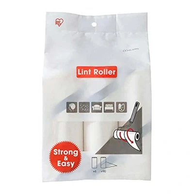 Imagen de Iris Ohyama, Conjunto de 6 recargas 60 hojas blancas, para rodillo adhesivo CCNB RN especial pelusa y pelo animal, ropa, cortinas, sofás Handy Lint Roller CCHS 6RN Blanco