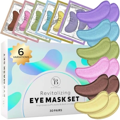 Imagen de BLOOMORA Parches Ojos Bolsas y Ojeras Pack Mix (30 Pares) Eye Patches Con Niacinamida Ácido Hialurónico Masks Eliminar de