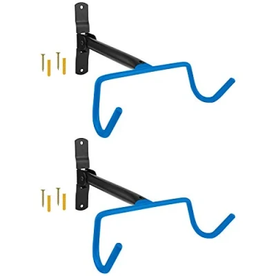 Imagen de WELLGRO 2 soportes de pared para bicicleta, acero, capacidad carga hasta 30 kg, montaje en pared, plegable, color a elegir, color: azul
