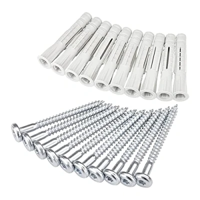 Imagen de SOTECH Juego de fijación para rieles suspensión 10 tornillos 5,5 x 60 mm y tacos 8 piedra, hormigón, mampostería la pared