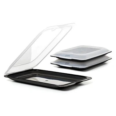 Imagen de Tatay Set de 3 unidades Porta Embutidos y Alimentos COCKTAIL, Libre BPA, Reutilizables, Apilables, Apto Lavavajillas Microondas, Color Negro, Medidas 17 x 3.2 25.2 cm