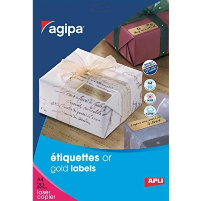 Imagen de APLI 14887 Etiquetas metalizadas oro 63,5 x 29,6 mm 20 hojas