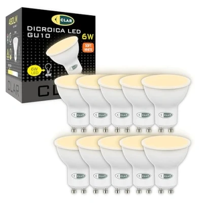 Imagen de CLAR GU10 3000K, LED, Bombilla LED GU10, Ojos de Buey Bombillas 6W, Ojo (Pack 10)
