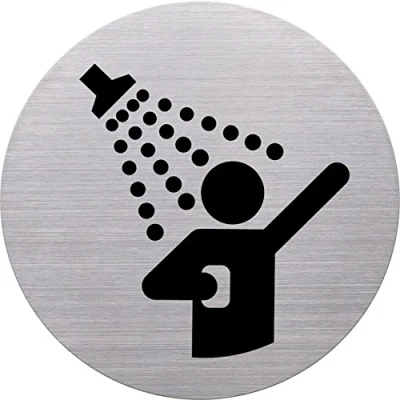 Imagen de Helit H6271300 Adhesivo con señal para ducha, diámetro de 115 mm, adhesivo, acero inoxidable