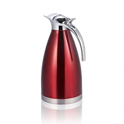 Imagen de Cafetera de acero inoxidable Termo aislamiento vacío pared doble Jarra Botella agua caliente Retención calor larga duración, 1.5/2L, 4 colores(2L rojo)