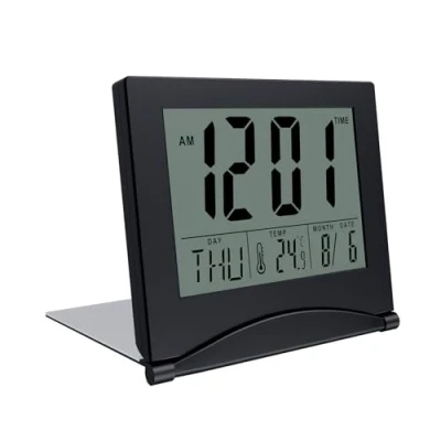 Imagen de MMOBIEL Reloj Digital LCD Alarma de Viaje Plegable Despertador Compacto con Indicación Temperatura y Fecha Despertadores Digitales Funciona Pilas