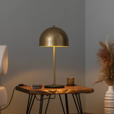 Imagen de Lámpara de sobremesa Pantalla campana H58 cm Metal Oro negro Menzzo