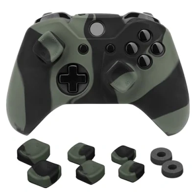 Imagen de NiTHO Gaming Kit Camo para Controlador Xbox One, Incluye Mangos de Silicona Antisudor, Anillos Precisión, 3 Tamaños Empuñaduras Cóncavas el Pulgarantisudor y Mejora Los Agarres