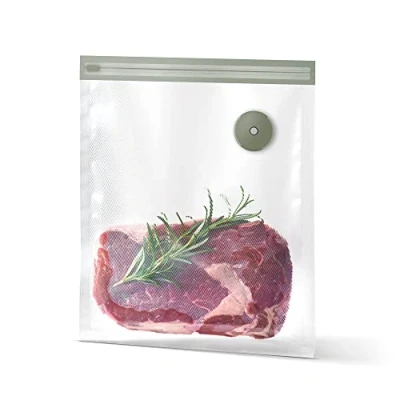 Imagen de Electrolux Paquete de 20 bolsas vacío reutilizables para bomba vacío, tamaño 23 x 26 cm, modelo EVRB1, plástico sin BPA, seguro micro, congelador, refrigerador, hervir, cocinar a fuego