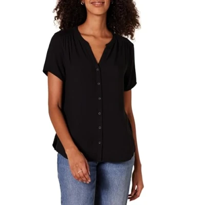 Imagen de Amazon Essentials Blusa Tejida de Manga Corta Mujer, Negro, S