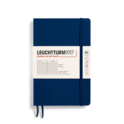 Imagen de LEUCHTTURM1917 358317 Libreta de notas Paperback (B6+) tapas blandas, 123 páginas numeradas, líneas, azul marino